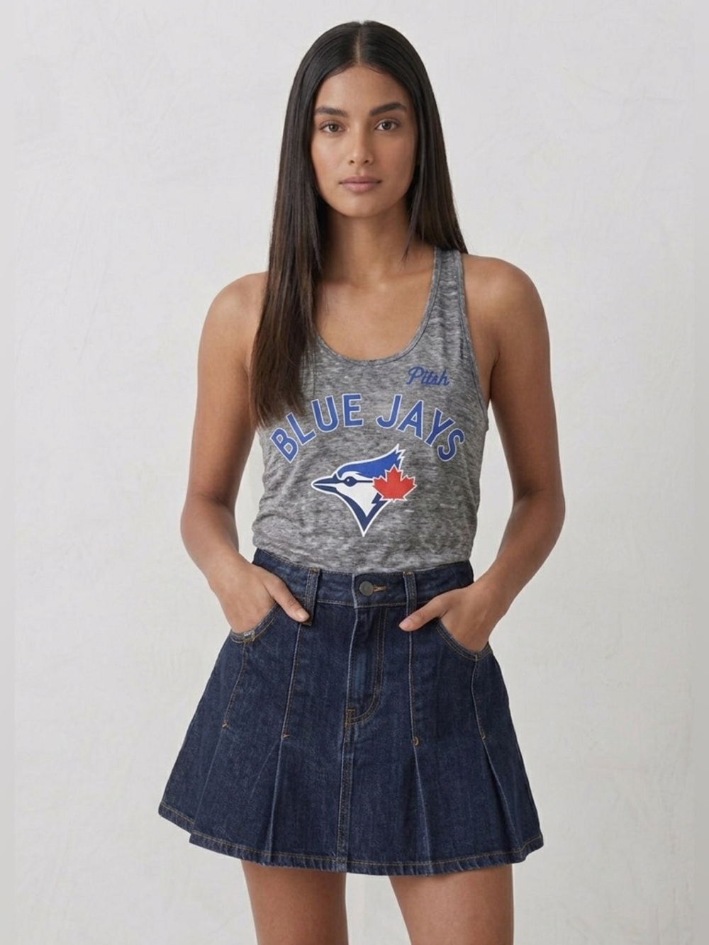 PINK Victoria's Secret Grey Blue Jays Graphic Tank